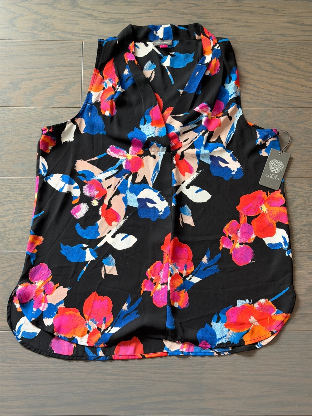 NWT Vince Camuto Casual Sleeveless V-Neck Floral Blouse Sz L